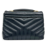 Loulou Black Shoulder Bag in Calfskin, Gold hardware