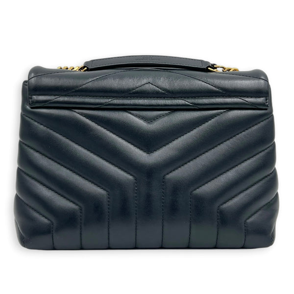 Loulou Black Shoulder Bag in Calfskin, Gold hardware