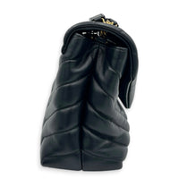Loulou Black Shoulder Bag in Calfskin, Gold hardware