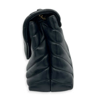 Loulou Black Shoulder Bag in Calfskin, Gold hardware