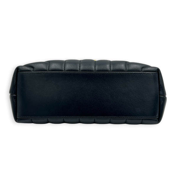 Loulou Black Shoulder Bag in Calfskin, Gold hardware