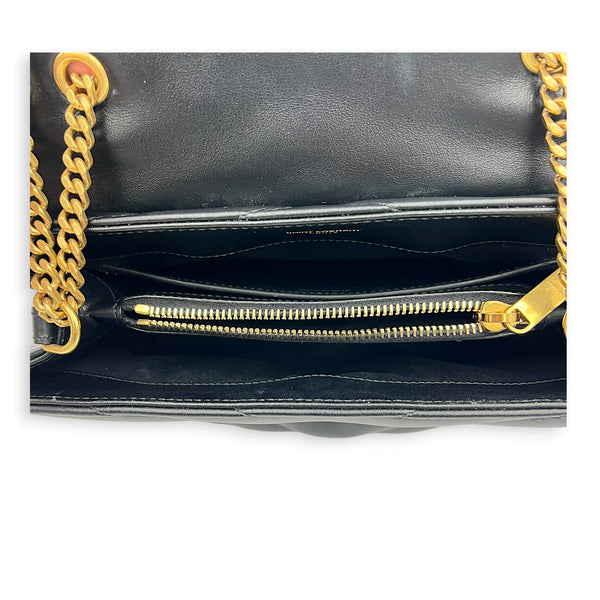 Loulou Black Shoulder Bag in Calfskin, Gold hardware