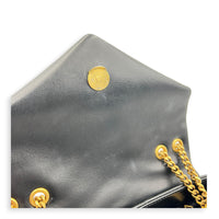 Loulou Black Shoulder Bag in Calfskin, Gold hardware