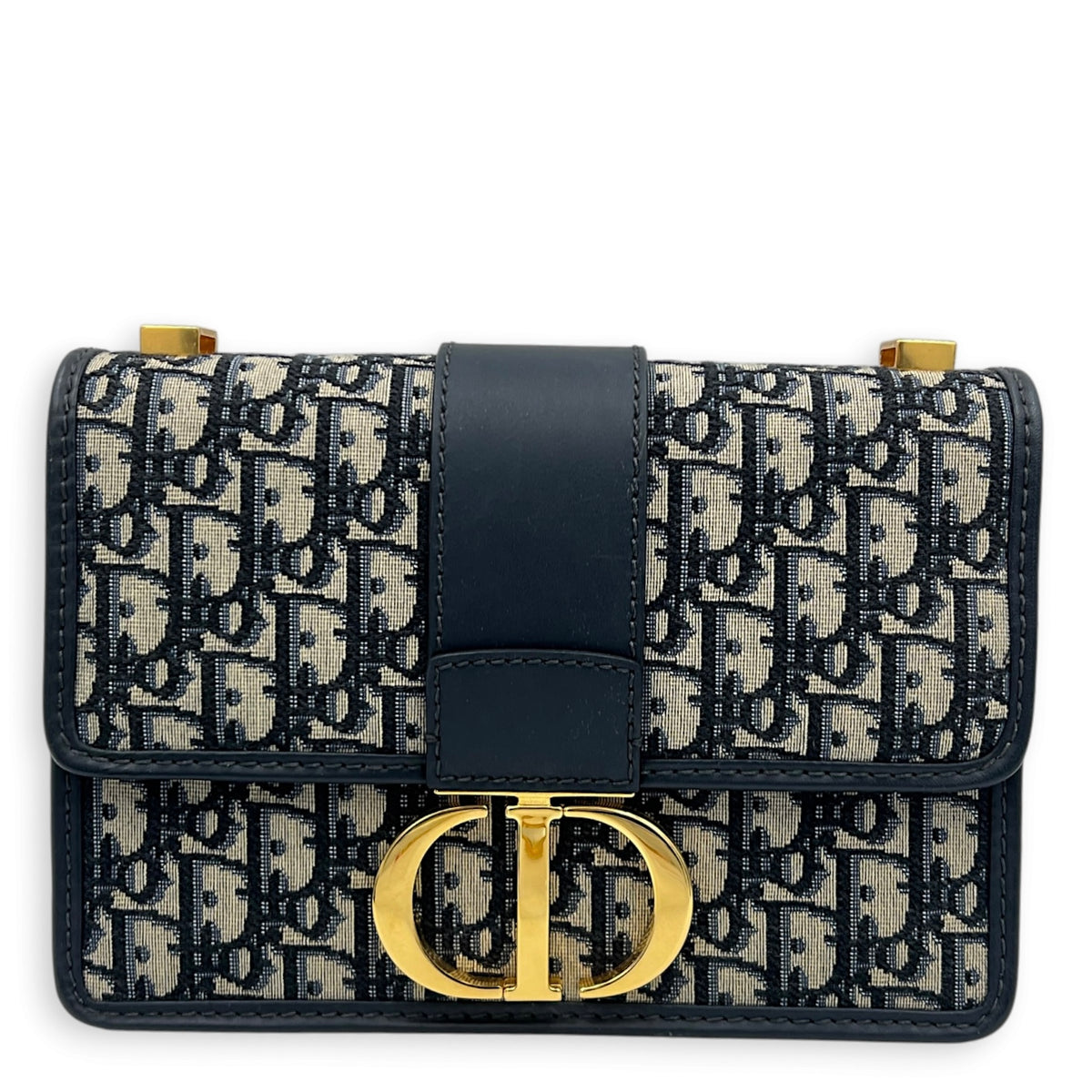 30 Montaigne Shoulder Bag Blue in Jacquard, Gold hardware