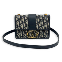 30 Montaigne Shoulder Bag Blue in Jacquard, Gold hardware