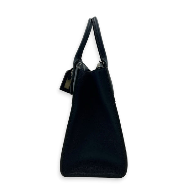 Steamer MM Blue Top Handle Bag in Calfskin, Silver hardware