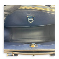Steamer MM Blue Top Handle Bag in Calfskin, Silver hardware