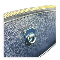 Steamer MM Blue Top Handle Bag in Calfskin, Silver hardware