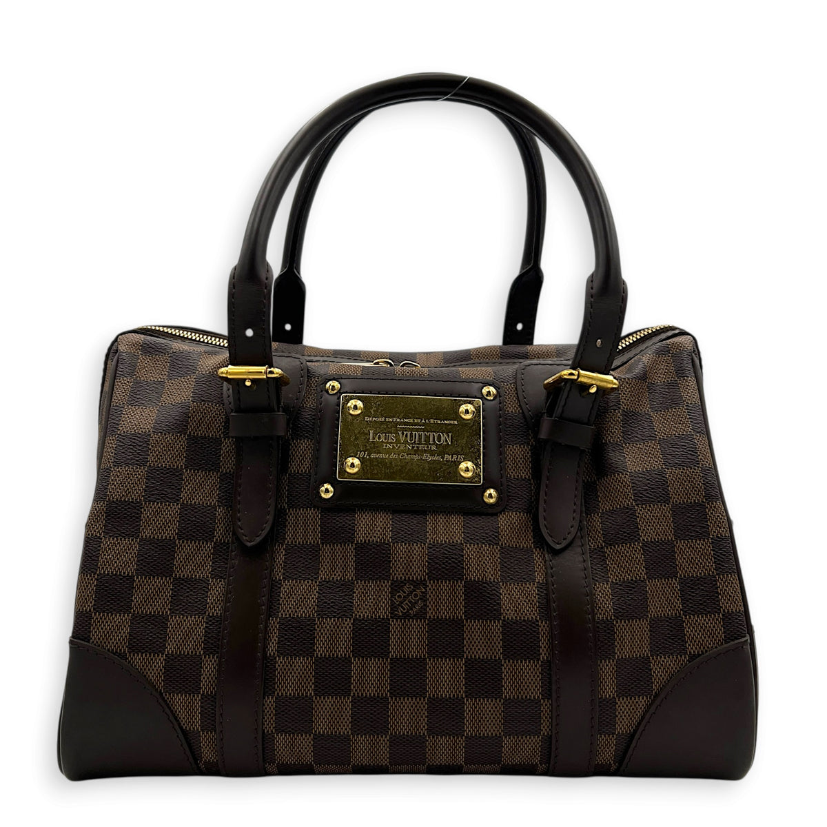 Berkeley Top Handle Bag Brown in Coated Canvas, Gold hardware