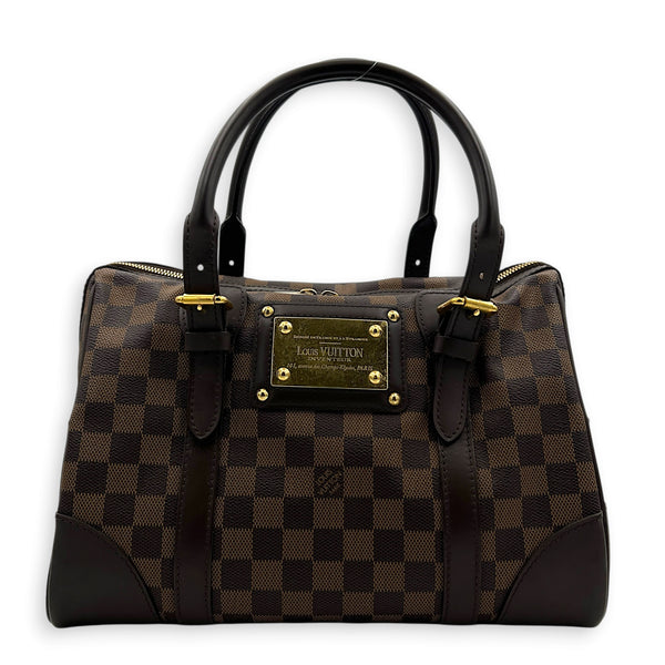 Berkeley Top Handle Bag Brown in Coated Canvas, Gold hardware