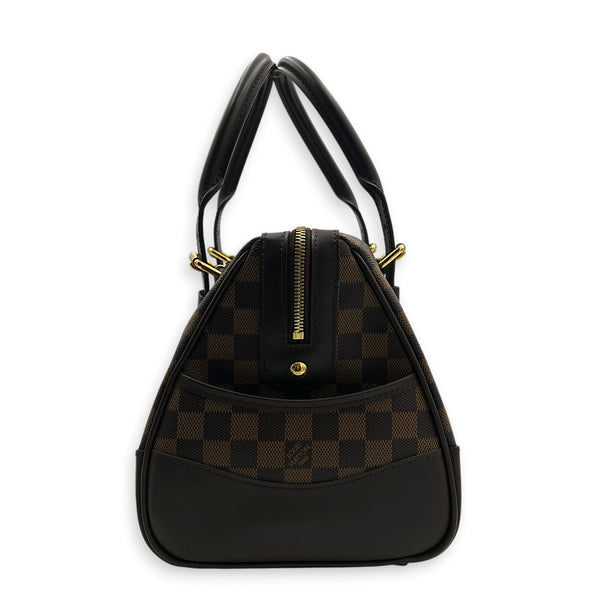 Berkeley Top Handle Bag Brown in Coated Canvas, Gold hardware