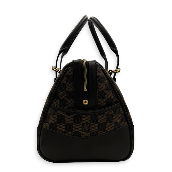 Berkeley Top Handle Bag Brown in Coated Canvas, Gold hardware