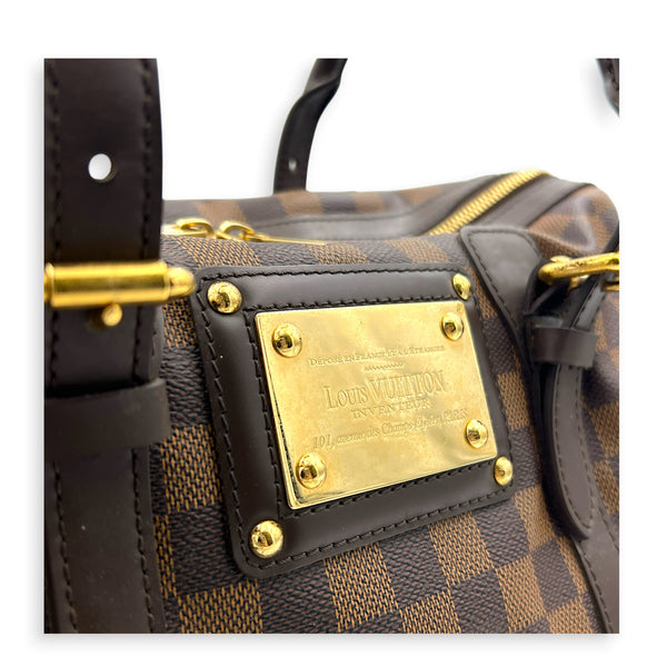 Berkeley Top Handle Bag Brown in Coated Canvas, Gold hardware
