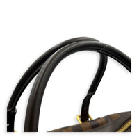 Berkeley Top Handle Bag Brown in Coated Canvas, Gold hardware