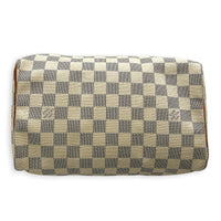 Speedy 25 Damier Azur Top Handle Bag in Coated Canvas, Gold hardware