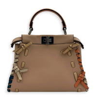 Peekaboo Mini Whipstitch Top Handle Bag in Calfskin, Palladium hardware