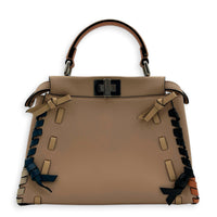 Peekaboo Mini Whipstitch Top Handle Bag in Calfskin, Palladium hardware