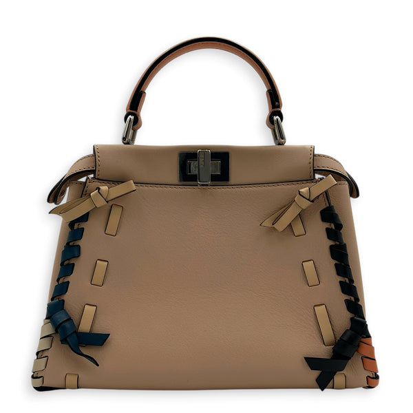 Peekaboo Mini Whipstitch Top Handle Bag in Calfskin, Palladium hardware