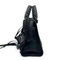 City Top Handle Bag Mini Black in Crocodile Embossed Calfskin, Monochrome hardware