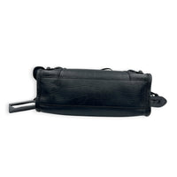 City Top Handle Bag Mini Black in Crocodile Embossed Calfskin, Monochrome hardware