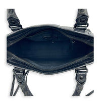 City Top Handle Bag Mini Black in Crocodile Embossed Calfskin, Monochrome hardware