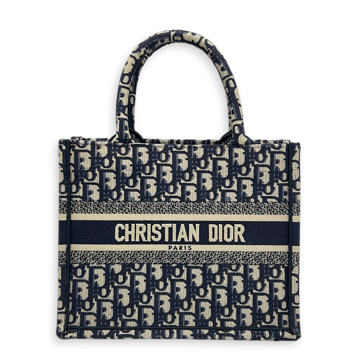 Book Tote Small Blue Tote Bag in Jacquard,  hardware