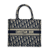 Book Tote Small Blue Tote Bag in Jacquard,  hardware