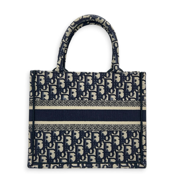 Book Tote Small Blue Tote Bag in Jacquard,  hardware