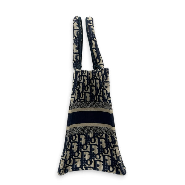 Book Tote Small Blue Tote Bag in Jacquard,  hardware