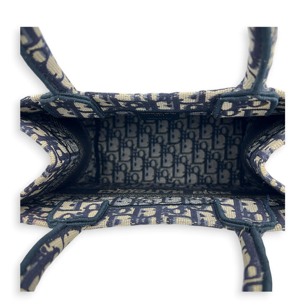 Book Tote Small Blue Tote Bag in Jacquard,  hardware