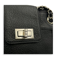 2.55 Shoulder Bag Black in Calfskin, Silver hardware