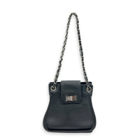 2.55 Shoulder Bag Black in Calfskin, Silver hardware