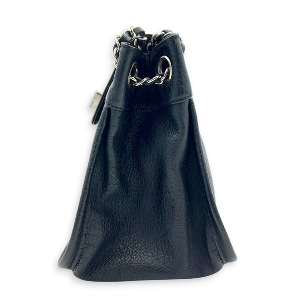 2.55 Shoulder Bag Black in Calfskin, Silver hardware