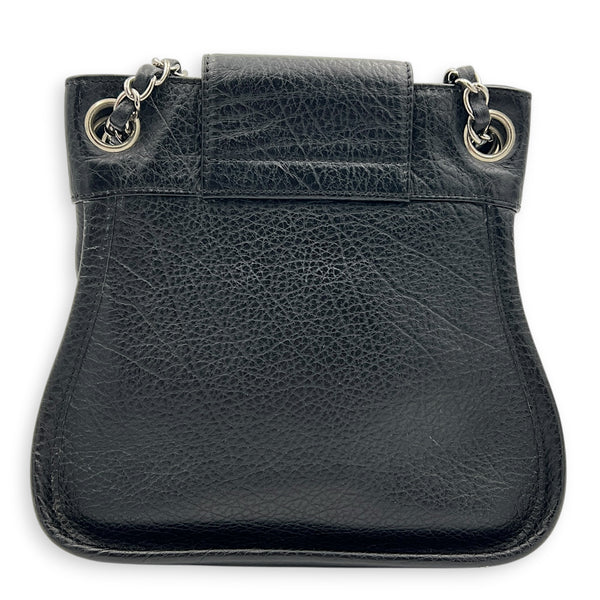 2.55 Shoulder Bag Black in Calfskin, Silver hardware
