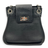 2.55 Shoulder Bag Black in Calfskin, Silver hardware