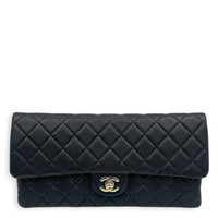 CC Quilted Clutch Black in Caviar Leather, Gold hardware