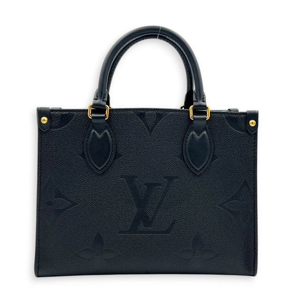 OnTheGo PM Black Tote Bag in Monogram Empreinte Leather, Gold hardware