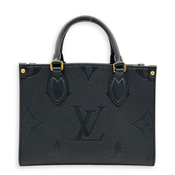 OnTheGo PM Black Tote Bag in Monogram Empreinte Leather, Gold hardware