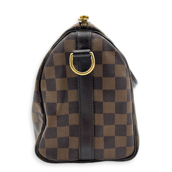Speedy Bandouliere Top Handle Bag 25 Brown in Coated Canvas, Gold hardware