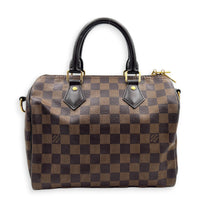 Speedy Bandouliere Top Handle Bag 25 Brown in Coated Canvas, Gold hardware