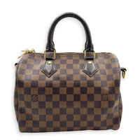 Speedy Bandouliere Top Handle Bag 25 Brown in Coated Canvas, Gold hardware