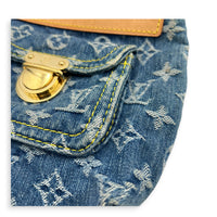 Baggy  Shoulder Bag Blue in Denim, Gold hardware