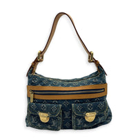 Baggy  Shoulder Bag Blue in Denim, Gold hardware