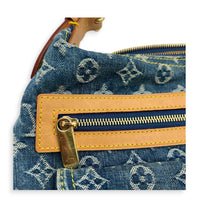 Baggy  Shoulder Bag Blue in Denim, Gold hardware