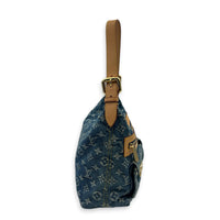 Baggy  Shoulder Bag Blue in Denim, Gold hardware