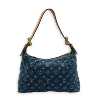 Baggy  Shoulder Bag Blue in Denim, Gold hardware