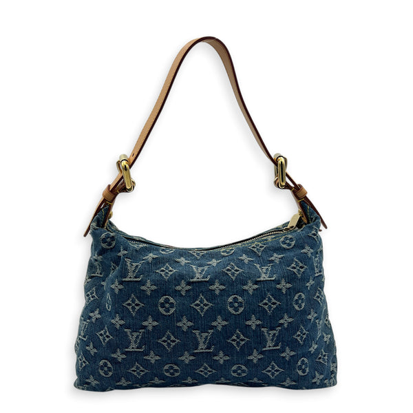 Baggy  Shoulder Bag Blue in Denim, Gold hardware