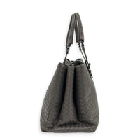 Roma Grey Tote Bag in Intrecciato Leather, Ruthenium hardware