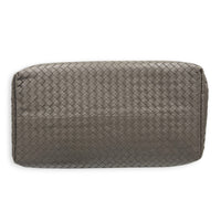 Roma Grey Tote Bag in Intrecciato Leather, Ruthenium hardware
