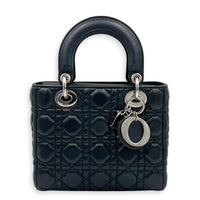 Lady Dior My ABCDior Small Black Top Handle Bag in Lambskin, Silver hardware
